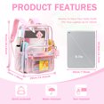 thumbnail image 3 of Sanmadrola Clear Backpacks for School Heavy Duty PVC Transparent Bookbag Stadium Approved See Through Backpack Large Clear Book Bag for Work Travel Festival, Pink, 3 of 10