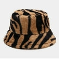 thumbnail image 2 of Sombrero de lavabo con rayas de leopardo a la moda para mujer, sombrero de pescador de felpa, sombrero cálido Fridja nalpqowj1076, 2 of 5