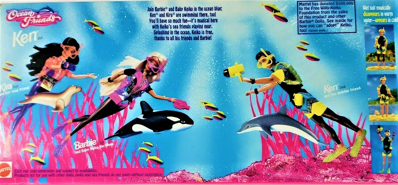 Ocean Friends Ken Friend and Barbie by His Dolphin mattel