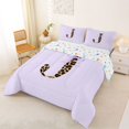 thumbnail image 2 of Manfei Cheetah Print J Personalized Initial Queen Comforter Set 3pcs for Girls Kids,Teens Women Kawaii Bow Tie Letter Bedding Comforter Set,Ultra Soft Home Decor, 2 of 6
