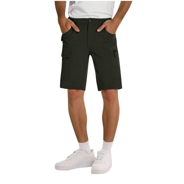 QATAINLAV Shorts Cargo de Randonnée pour Hommes avec Fermeture Éclair, Multiples Poches, Jambe Droite Ample, Décontractés, Golf, Travail, Pêche, Shorts Vert Armée TG Cadeaux pour Maman