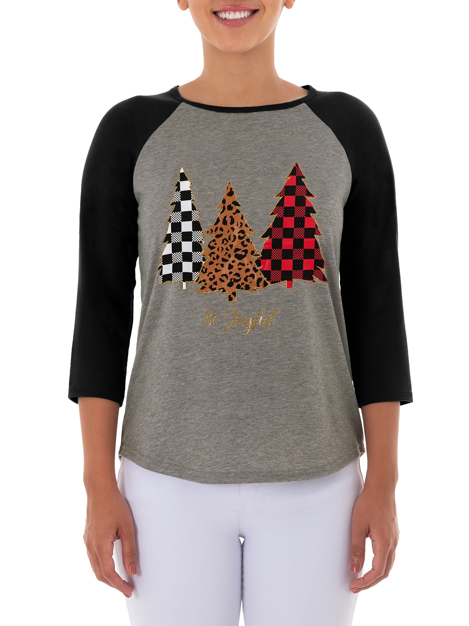 Holiday Time Women's Christmas Raglan 