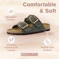 thumbnail image 3 of Cushionaire Legacy Cork Footbed Leather Sandals for Women – Genuine Leather Double Strap Slides with Adjustable Buckles + Memory Foam, 3 of 12