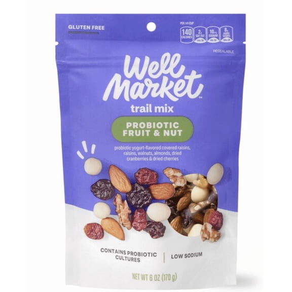 Well Market Probiotic Fruit and Nut Trail Mix, Gluten Free, Low Sodium, 6 oz