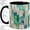 Black, variant on Teal Abstract Mosaic Accent Mug, 11oz Ceramic Coffee Cup for Art Fans