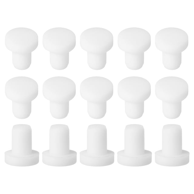 15Pack Tapón de agujero de silicona, tapones de goma sólidos en forma de T a prueba de agua, sellos de botella, tapón de tubo para agujero de 4.5mm/0.18" para bañera, altura del tapón de 0.24", blanco