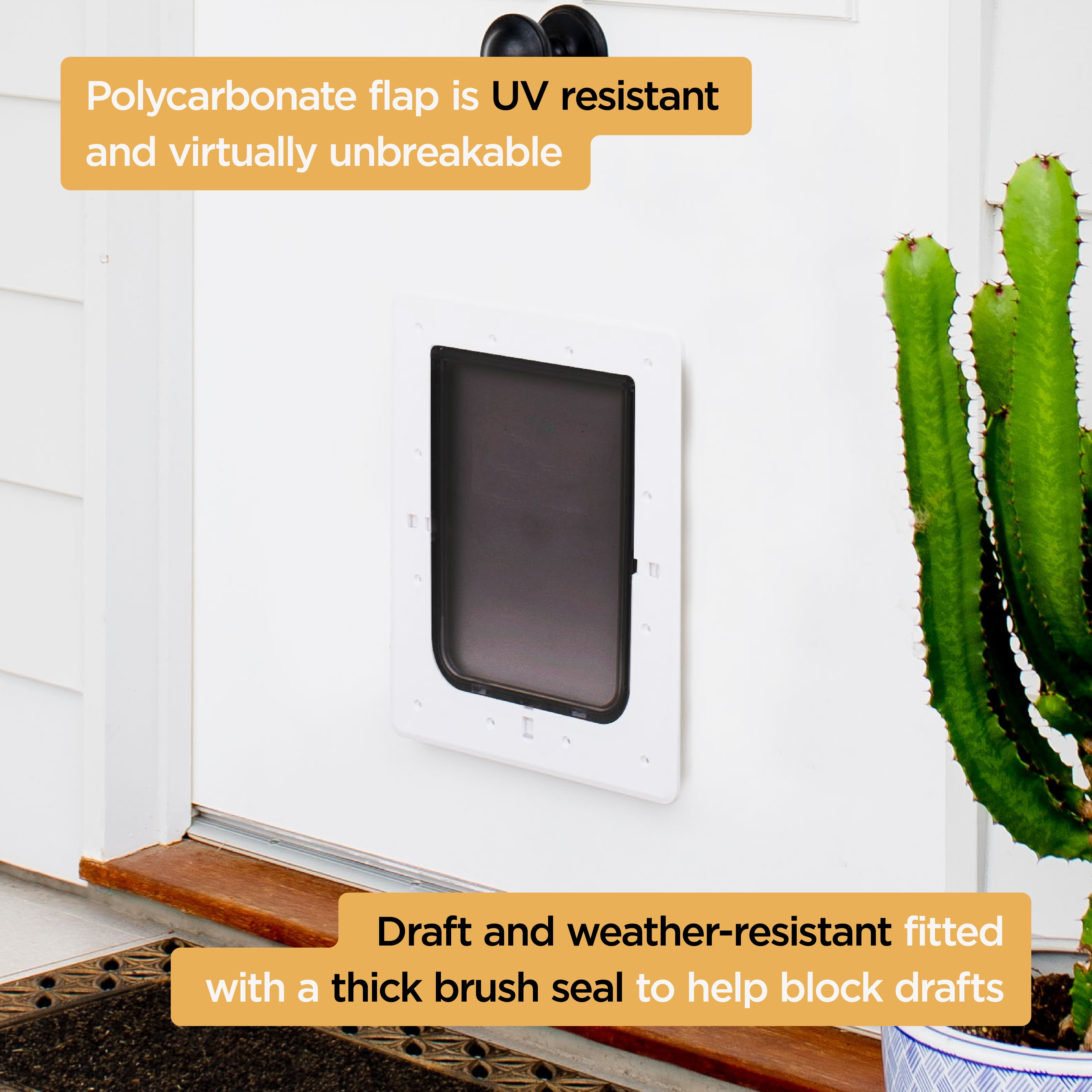Hakuna Pets Super Tough Large Dog Pet Door with 2-Way Locks for Screens, Doors, Walls & Glass up to 2.17" Thick, for Pets up to 100 lb, White