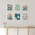 thumbnail image 2 of PixonSign Framed Canvas Print Wall Art Set - Multicolor Floral Botanical Flower Market Posters - Set of 6 Vintage Retro Antique Mixed Media Country Cultural Art Wall Décor - 11"x14"x6 White, 2 of 5