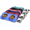 thumbnail image 4 of Almohadillas de silicona antideslizantes y a prueba de derrames + comederos, aptos para alimentar cachorros, perros pequeños, medianos y grandes, y gatos (AZUL), 4 of 4