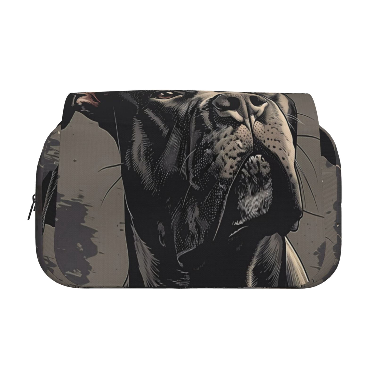 Rateoe Vintage Dog Illustration Pattern Double Clamshell Pen Case, Storage Organizer with Two Zipper Compartments– Holds Up to 50 Pencils & Pens