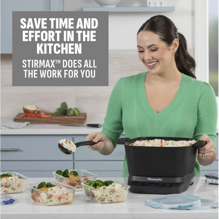 Power XL StirMax 7.5 Qt Multi Cooker with Auto Stir Shred Paddle and 9 Presets Matte Black Walmart