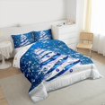 thumbnail image 3 of Manfei Girly Blue Tree Queen Comforter Set, Cartoon Winter Snowflake Bedding Sets, Merry Christmas Theme Reversible Bedding Comforter Set, Luxury Bedroom Decor, 3 Pieces, 3 of 8