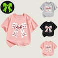 thumbnail image 5 of ZACPNCV Girls Clothes Cute Graphic Shirts Kids Short Sleeve T-Shirt Bownot Printed Tee Tops Pink 11-12 Years, 5 of 5