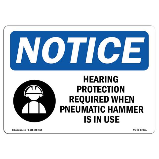 SignMission OS-NS-A-1824-L-13391 18 x 24 in. OSHA Notice Sign - Hearing Protection Required