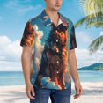 thumbnail image 2 of KLL Men's Hawaiian Shirt Short Sleeve Button Down Beach Shirts-Colorful Cloud Shepherd Dog, 2 of 5