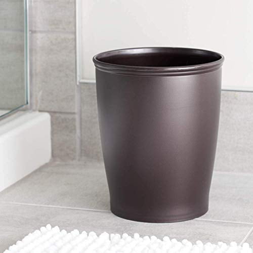 8.25 x 10 Dorm iDesign Kent Plastic Wastebasket Office Small Round Plastic Trash Can for Bathroom Bedroom Black College 