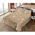 thumbnail image 4 of Ambesonne Vintage Fitted & Flat Sheet with Shams 4 Pcs Set, Nature Nostalgic Leaves, King, Warm Taupe Orange Rose, 4 of 5
