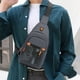 thumbnail image 5 of Bandolera de hombre - Mochila de pecho de tela Oxford luminosa, 16×15×10cm, correa ajustable, resistente al agua, gris o azul, 5 of 6