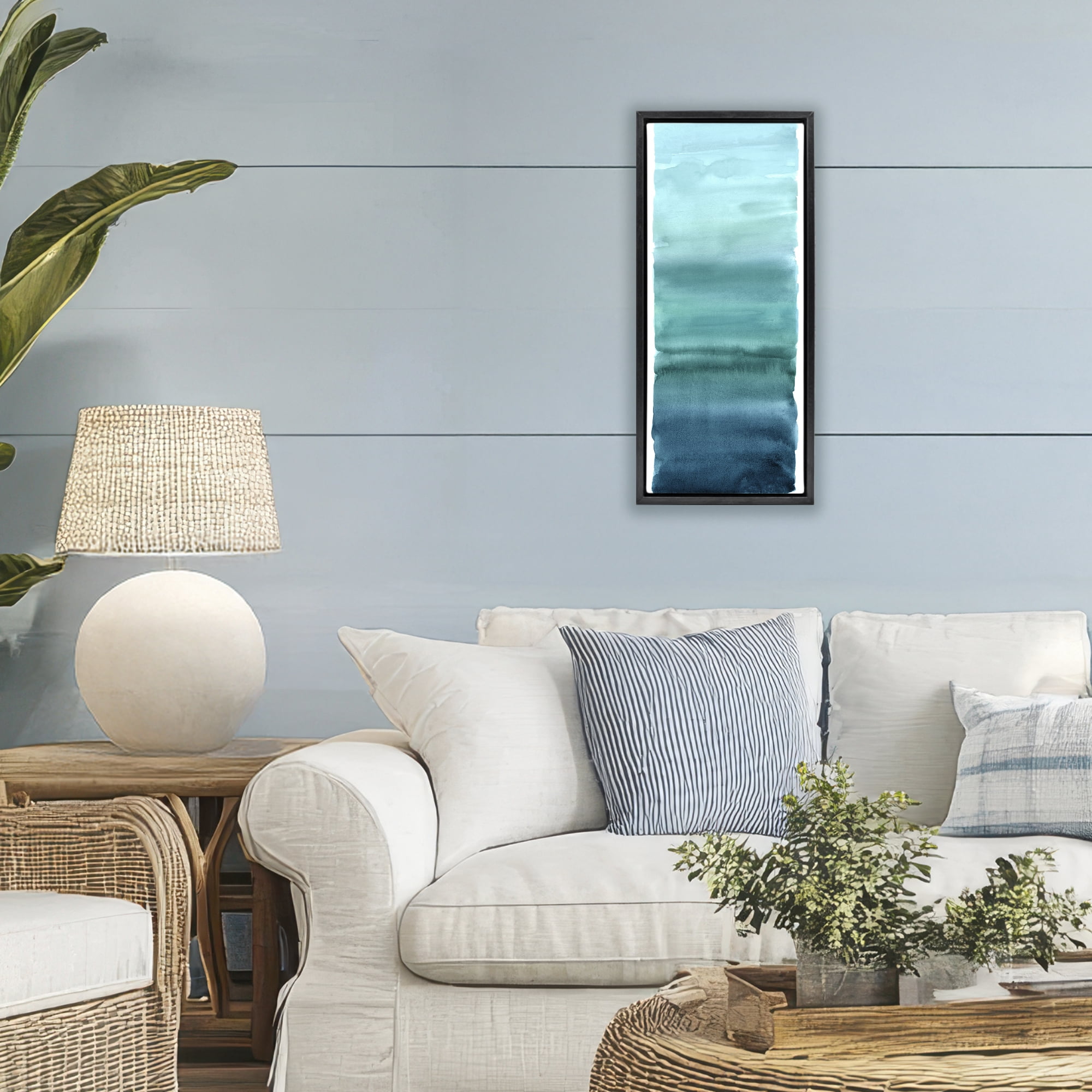 Stupell Industries Cerulean Blend Gradient Black Framed Floater Canvas Wall Art, design by Allie Corbin