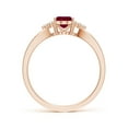 thumbnail image 2 of ANGARA Natural Solitaire 1 ct Ruby Split Shank Engagement Ring with Trio Diamonds in 14K Rose Gold for Women (Size-7x5mm) | July Birthstone, Anniversary, Jewelry Gift for Women | Natural Ruby Ring, 2 of 9
