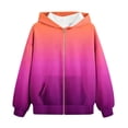 thumbnail image 3 of Domzest Girls Gradient Hoodies Zip UP Loose Fit Long Sleeve Sweatshirt Drawstring Hooded Pullover with Pocket for 3-14 Years Red 100 Age:2-3Y, 3 of 5