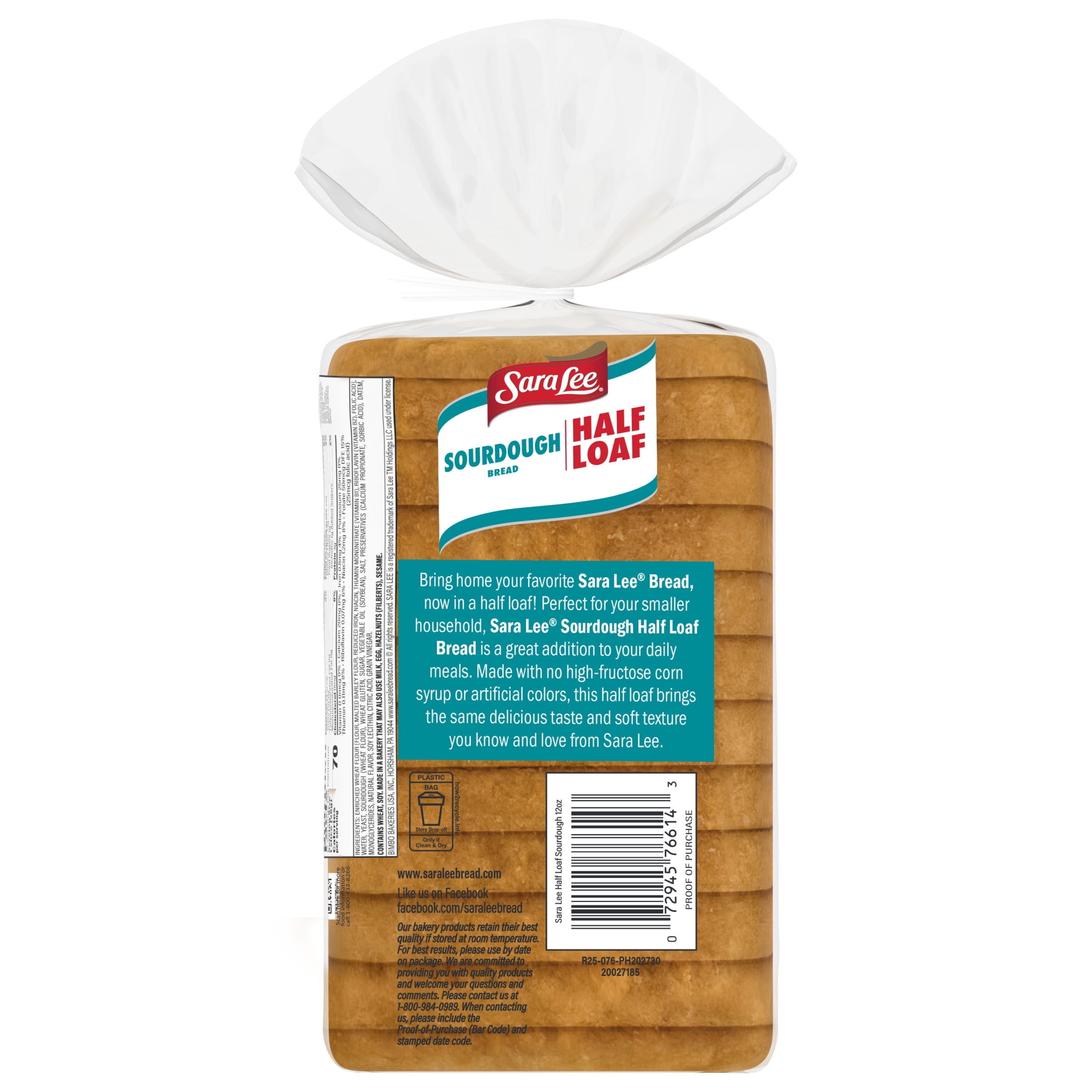 Sara Lee Sourdough Bread, Half Loaf, 12 oz, Sandwich Bread, Bag