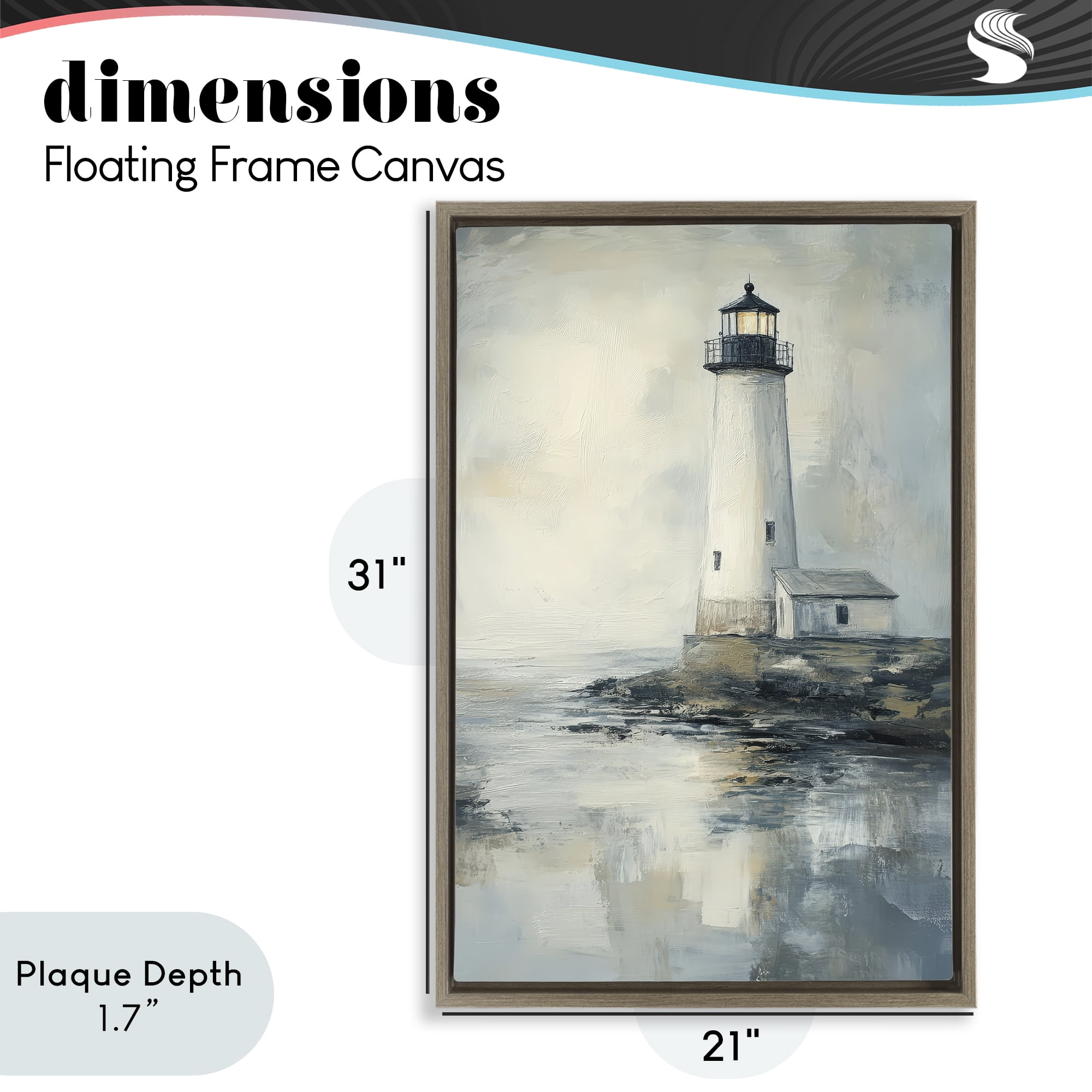 Stupell Industries Moody Lighthouse Reflecting Brown Framed Floater Canvas Wall Art, design by Petal Prints Design
