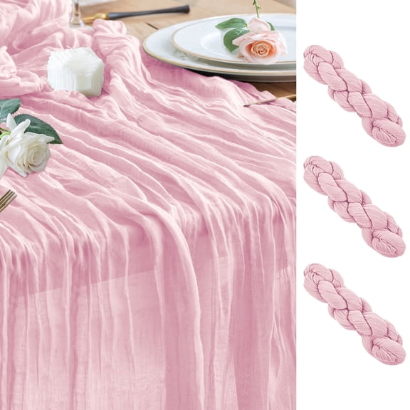 VGMiu Table Runner Cheesecloth 10FT Blushing Pink Boho Gauze Cheese Cloth Rustic Sheer Table Runners for Wedding Bridal Baby Shower Party Decor