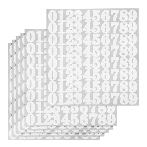 Uxcell 480 Pcs 6 Sheets Mailbox Numbers, 1 Inch Waterproof Vinyl White Mailbox Numbers for Outside Self Adhesive Number Stickers