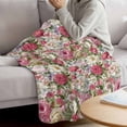 thumbnail image 3 of Pink Spring Floral Blanket Soft Cozy Warm Throw Blanket for Couch, Plush Fuzzy Flannel Fleece Blankets for Sofa, Vintage Summer Botanical Bed Blankets Lightweight Gifts for Women, 40"x50", 3 of 9