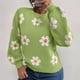 thumbnail image 2 of Gibobby SuéTer Para Mujer Suéter de punto Jacquard con flores, Top para mujer, otoño e invierno 2024, nuevo suéter de cuello redondo europeo y americano para mujer(Verde,CH), 2 of 5