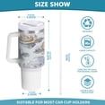thumbnail image 3 of 40 Oz Car Handle Water Bottle Water Cup Water Bottle Water Jug Coffee Cup Travel Water Bottle Silver Roses, 3 of 8