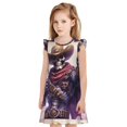 thumbnail image 1 of Fotbe Cool Skull Cowboy Vestido de Dormir para Niñas de 3 a 10 Años, Mangas Cortas, Estilo Princesa, Pijama Camisón con Mangas Voladas-Small, 1 of 6