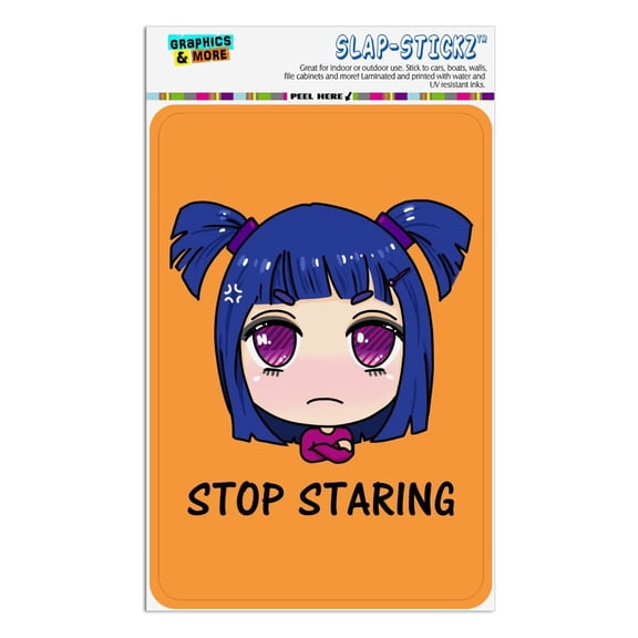 Stop Staring Kawaii Chibi Girl Pigtails Home Business Office Sign