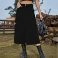 thumbnail image 2 of Loopsun Womens Skirts, Skirts for Women, Women's Denim Casual Wear Pocket Skirt Casual Mid Length Skirt Black, 2 of 5