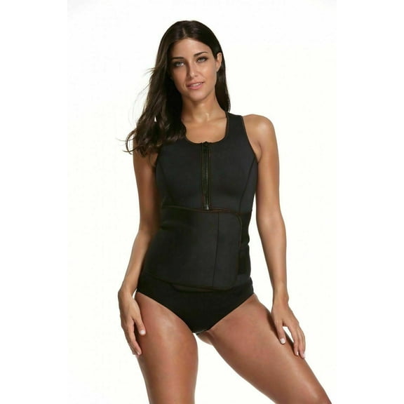 Shape Me Sauna Sweat Size 3XL Black 2 in 1 Tank Top with Adjustable Belt