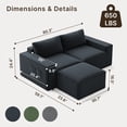 thumbnail image 5 of 80.3''L Loveseat Sofa, Lofka Cloud Couch with Wide Armrests, Upholstered Boneless Loveseat with Ottoman, No Assembly Needed, Black Sofa, 5 of 11