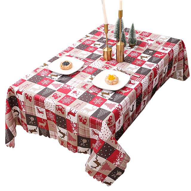 Table Cloth Anti-fading Durable Reusable Holiday Dining Room Christmas Table Cover for Gifts