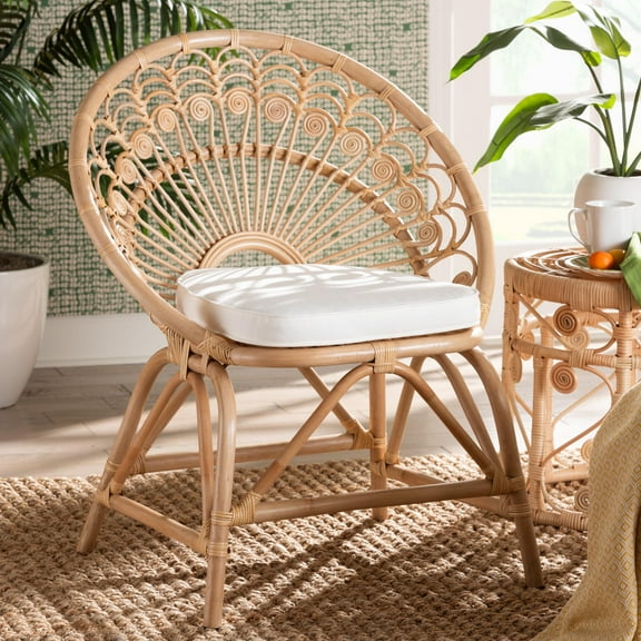 bali & pari Abriella Rattan BOHO Peacock Chair, Natural Brown