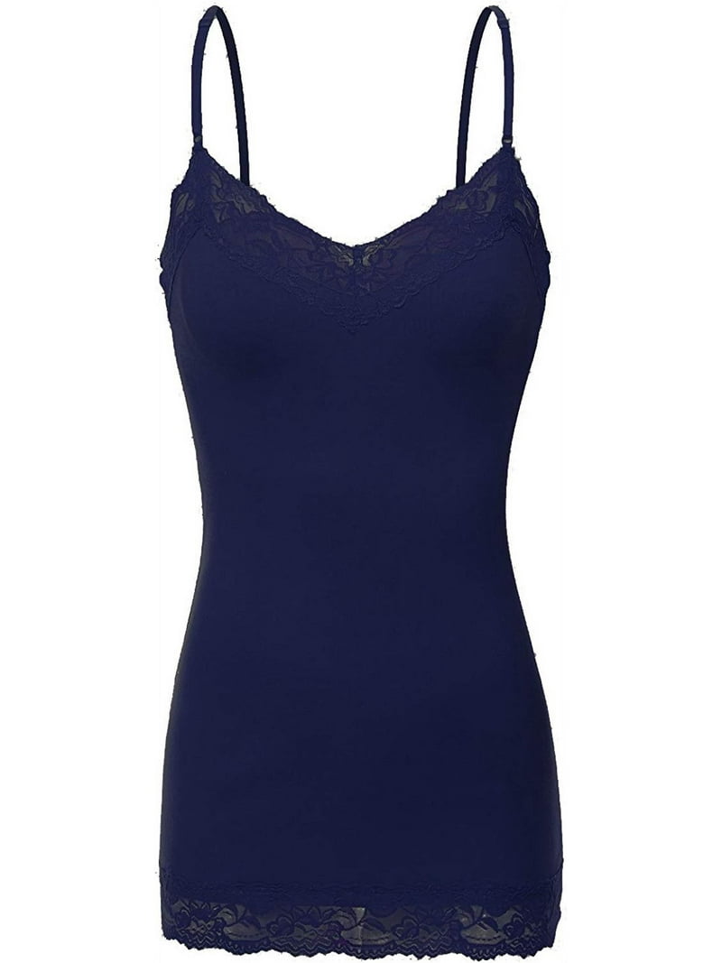 Bozzolo Women Junior & Plus Adjustable Spaghetti Strap Lace Trim