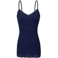 thumbnail image 4 of Bozzolo Women Junior & Plus Adjustable Spaghetti Strap Lace Trim Tunic Tank Top Camisoles, 4 of 5
