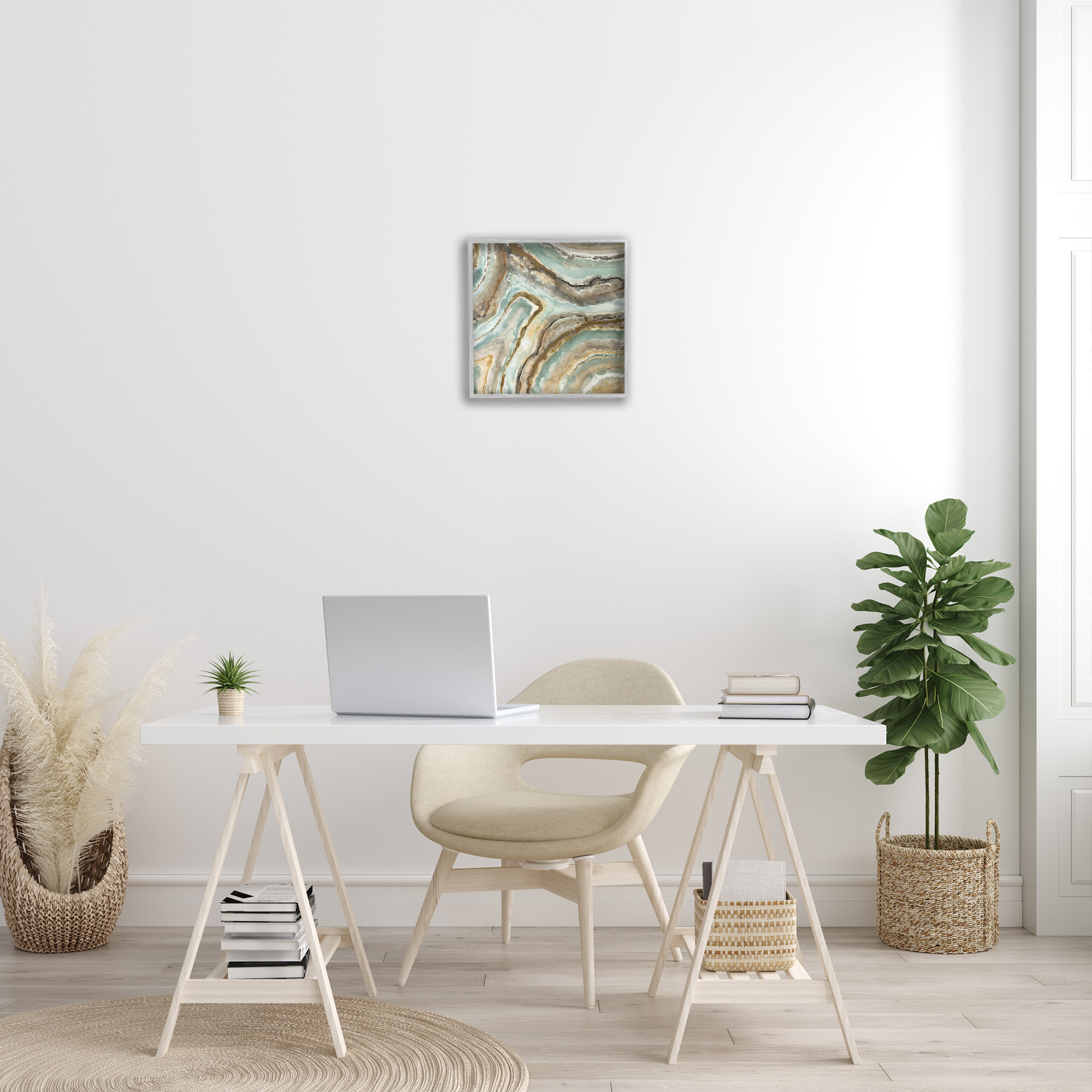 Stupell Industries Geode Mineral Pattern Abstract Painting Gray Framed Art Print Wall Art, 17 x 17