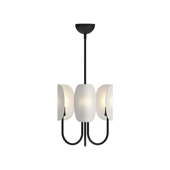 CH450715MBCW-Alora Lighting-Seno - 3 Light Chandelier-14.25 Inches Tall and 15 Inches Wide-Matte Black Finish-White Cotton Shade Color