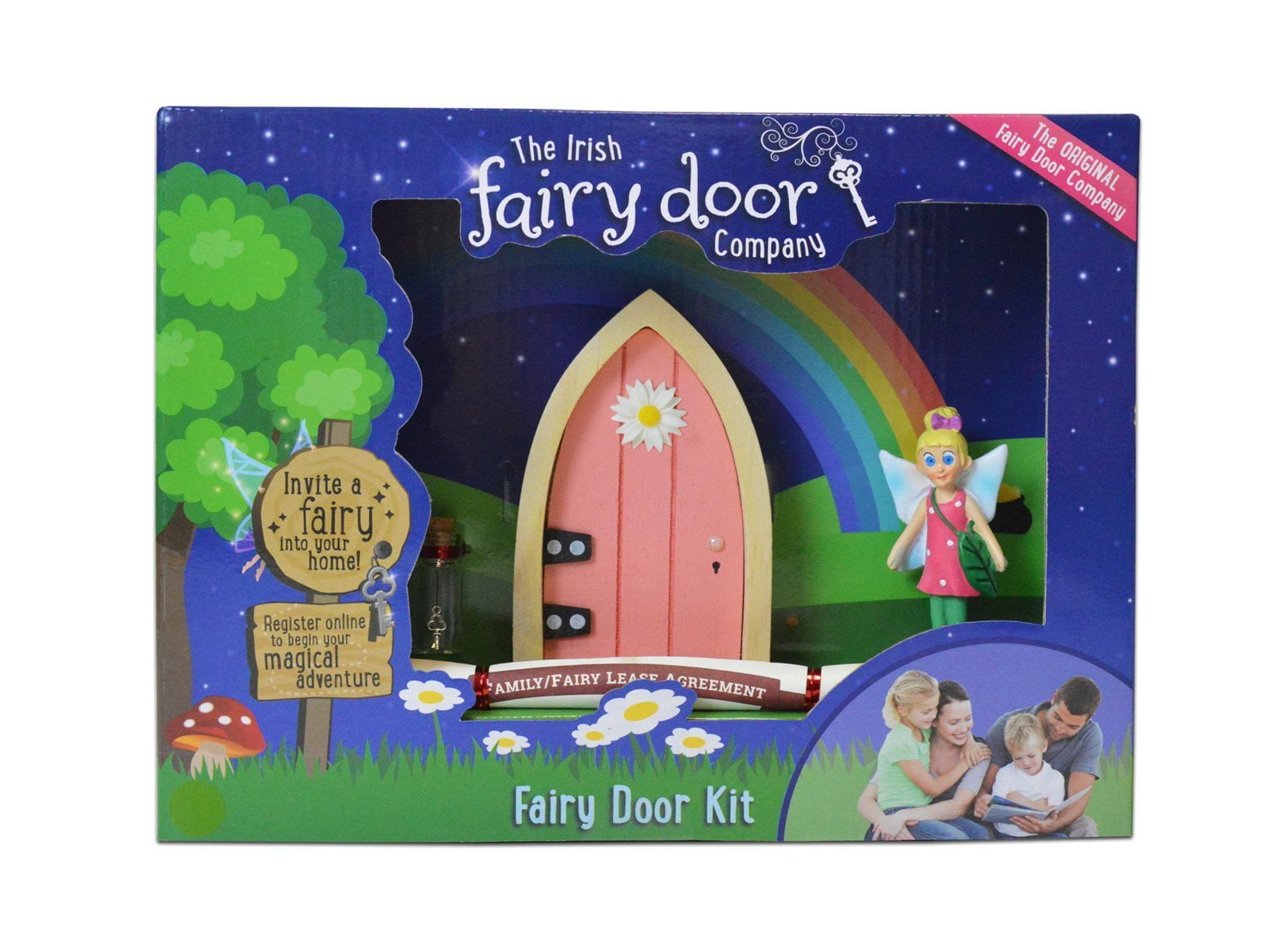 The Irish Fairy Door Company Pink Arched Fairy Door Kit with 2 Gosutoys Stickers 