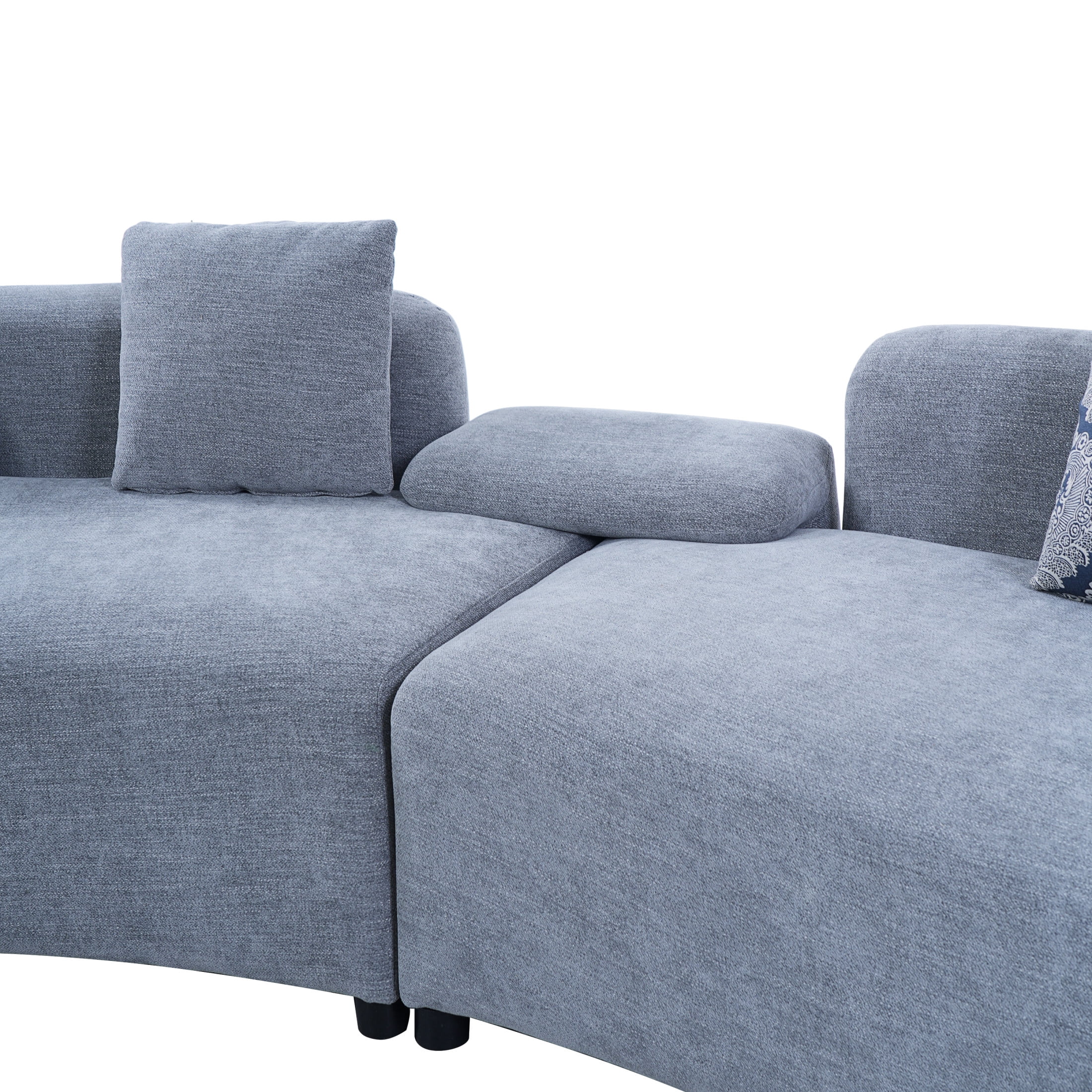 Christopher Knight Home 122" Curved 4-Seat Sofa with Damask Pillows, Upholstered Fabric Couch, Gray