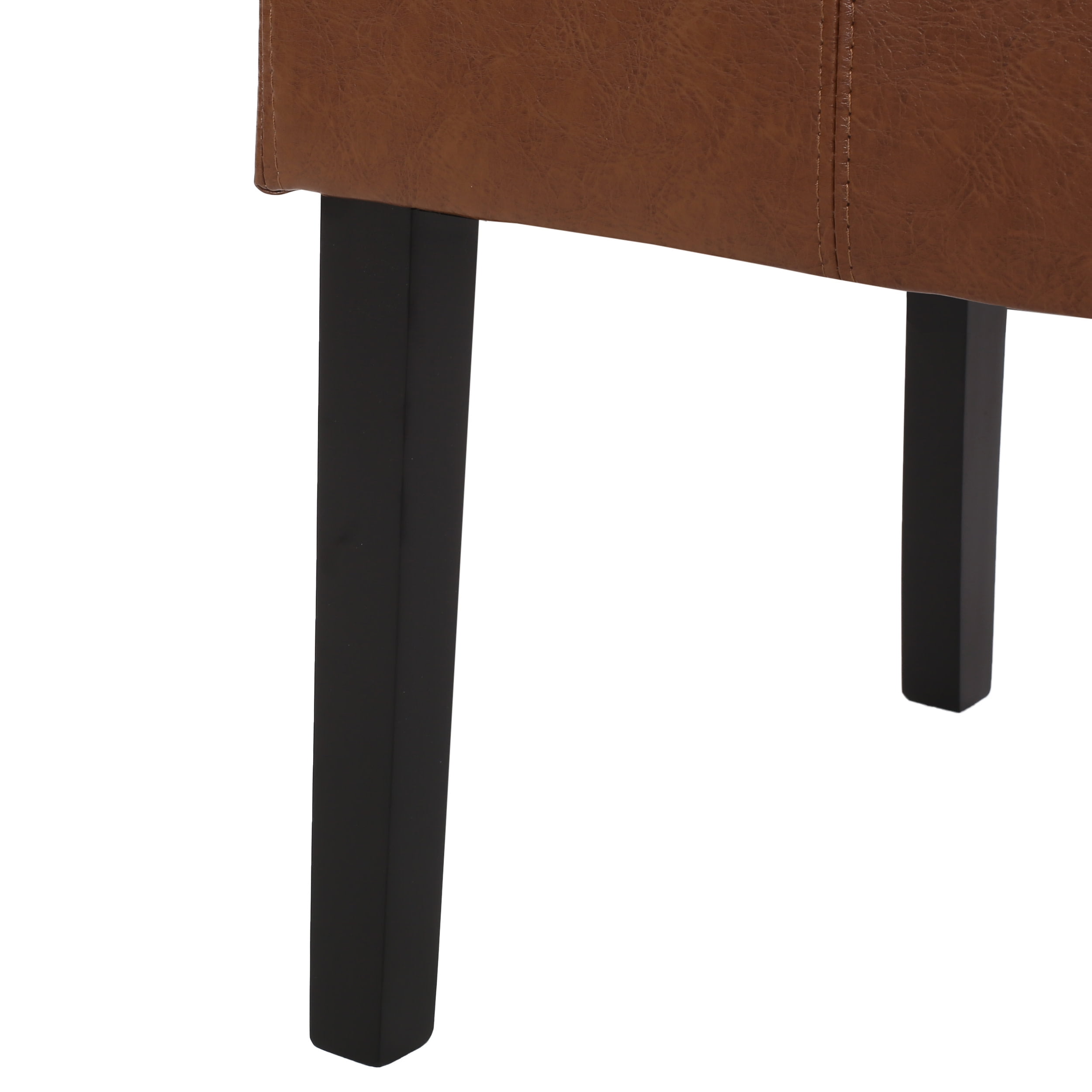 Noble House Braydon Faux Leather Upholstered T-Stitch Dining Chairs, Set of 4, Cognac Brown and Espresso
