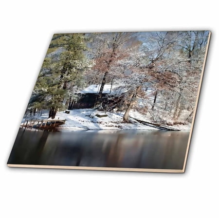 3dRose, Heaven on earth can be found in the Tennessee Mountains inside this rural cabin in the snow, 12 Inch Ceramic Tile