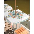 thumbnail image 2 of Outdoor Tablecloth with Umbrella Hole for Patio/Picnic/Party/Camping, Geometric Flowers Waterproof Table Cloth Square Cover Washable, Modern Abstract Colorful Floral (60"x 60"), 2 of 9