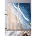 thumbnail image 3 of Beach Waves Modern Art Sheer Curtains 108 Inches Long 2 Panels Watercolor Blue Ocean Light Filtering Semi Sheer Window Curtains Drapes for Bedroom Living Room 52"x108", 3 of 7