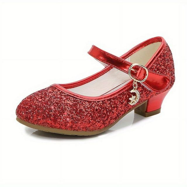 SNNROO Girls Sparkling Sequin Party Flats - Durable Low Heel Perfect for Spring & Summer Celebrations